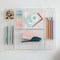 Martha Stewart Kerry Plastic Stackable Office Desk Drawer Organizers with Gold Trim, Set of 6 BE-PB3685-G-6-CLRGLD-MS - alternate 1
